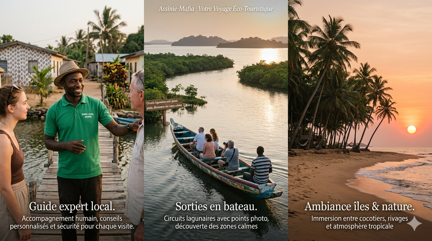 Guide local, bateau et ambiance îles à Assinie